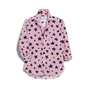 NEW FRANK & EILEEN women's eileen relaxed button-up shirt in red stripes with na